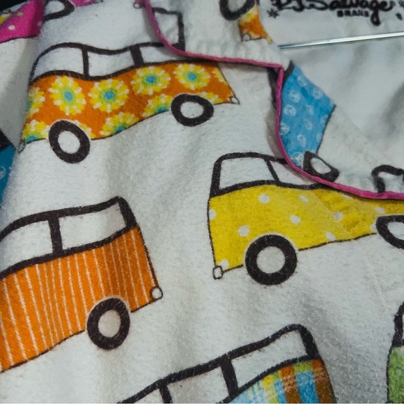 P.J.Salvage flannel Pajama Set Vintage Busses - Picture 7 of 8